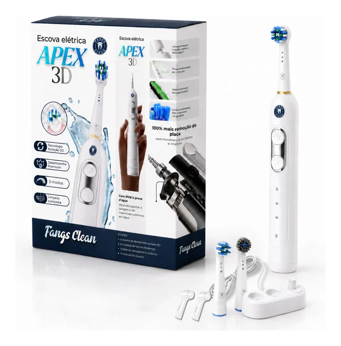 Escova Elétrica Fangs Clean Apex 3d Power Clean E Essencial